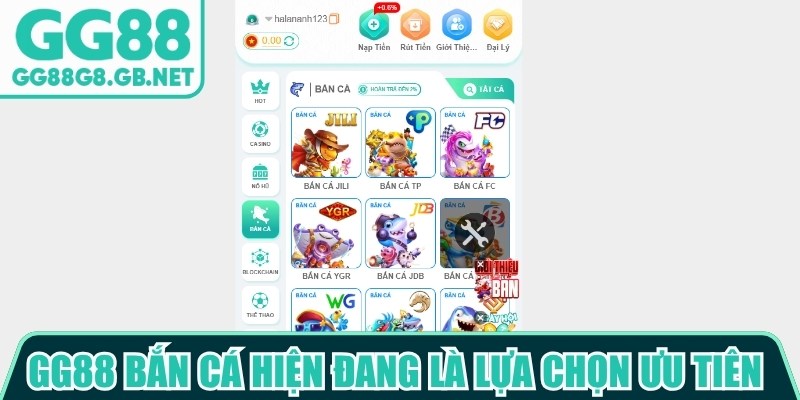 GG88 bắn cá hiện đang là lựa chọn ưu tiên hàng đầu của nhiều người chơi